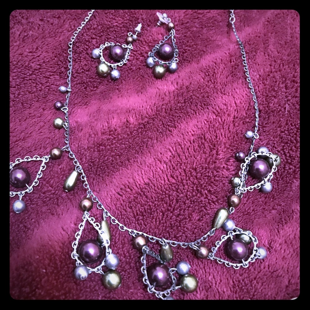 Holiday bulb design necklace/earring COMBO